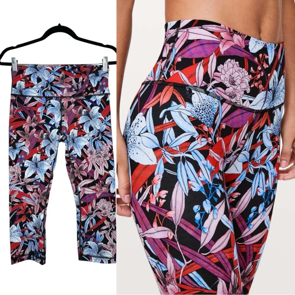 Lululemon Crop Leggings Lush Lillies Size 8